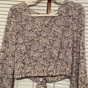 LUSH Floral Cropped Blouse Top